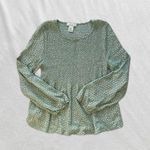 mint pastel light sage green polka dot blouse shirted ruched smocked top Photo 0