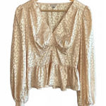 Jealous Tomato  Womens Top Medium Cream Animal Print Peplum Photo 0