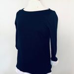Loft Navy Blue Pullover Sweater With Faux White Shirt Photo 1