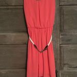 by & by ‎ Sleeveless Belted Solid Dress coral Size Medium Orange Photo 0