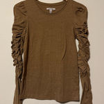 Free People  Tan Ruched Sleeve Top Photo 0