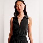 Abercrombie & Fitch  Traveler Zip-Up Jumpsuit Dark Navy Blue M Petite Photo 1