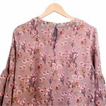 Lulus Day Date Mauve Floral Print Tiered Flounce Sleeve Mini Dress Size Medium Pink Photo 4