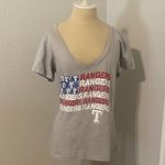 5th & Ocean Texas Rangers American Flag Deep V Neck Tee Photo 0