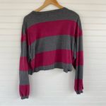 Blue Print Striped Vintage Oversized Cropped Long Sleeve Top Size L Gray Size L Photo 4