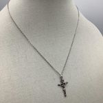 Vintage INRI Silver Tone Jesus Cross Pendant 0.8” Wide With New Chain Photo 1