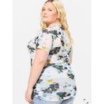 Torrid Floral Stretch Mesh Crew Neck Ruched Short Sleeve Top Size 3X NWT Photo 1