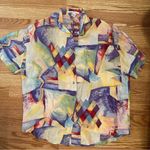 The Limited  100% Silk Abstract Boxy Button Down Shirt Photo 3