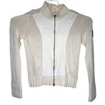 DKNY Jeans Small White Cotton Zipper Front Sweater 88i Photo 0