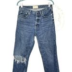 Everlane The Cheeky Jean Button Fly W29 Cropped Ripped Knee Medium Wash Photo 0