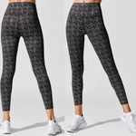 Carbon 38 Black High Rise 7/8 Lace Floral Pearl Print Metallic Silver Leggings Photo 2