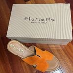 Mariella ORANGE Wedge Shoes Suede H Band Sandals Vacation Italian Size 10 Photo 3