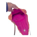 Paper Straw Colorful Crossbody bag, Pink, Orange, Tan. Snap button closure. Pink Photo 4