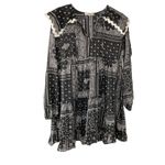 Entro Bandana Print Dress Tie Neck Ruffle Trim Tiered Long Sleeve Mini Casual Photo 3