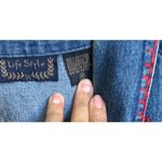 Vintage Life Style Women’s Denim Jacket Button Front Embroidered Size Medium Sk Blue Photo 10