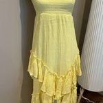 Butter Yellow Strapless Ruffle Dress Size L Photo 0
