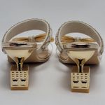 Beaded Rhinestone Bow Knot Kitten Heels Slide Mules Sandal Gold Size EU 40, US 9 Photo 3