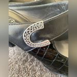 Brighton BEAU Black Patent Leather Croc Mules High Heels Size 8M -MSRP $235.00! Photo 6