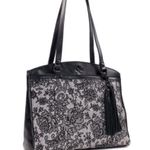 Patricia Nash  Chantilly Lace Poppy Tote Genuine Leather Black and White Photo 0