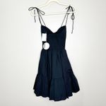 STAUD  Womens Landry Mini Dress Smocked Sleeveless Tiered Black Size XL NEW Photo 2