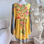 Farm Rio  Lorena Patchwork Floral Yellow Bohemian Tunic Dress Photo 6