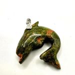 Dolphin unakite sterling silver pendant Green Photo 1