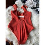 Kona Sol Size Small Women's One-Piece Textured Red Swimsuit with Tie Straps Photo 4