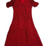 Farrow Women's Medium Claudia Red Dress Button Up Rouched Sleeves Photo 0