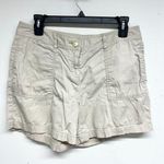 Michael Kors Women Twill Shorts Women's Light Grey Khaki 100% Cotton High Rise 8 Photo 0