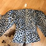 Ganni NWT Jacquard V-Neck Puff Sleeve Blouse in Leopard Print Size 34 XS Photo 8