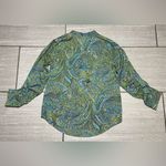 Michael Kors Women's Roll Tab Sleeve Blouse Size XS Paisley Print Green Blue Photo 4