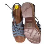 New! House Of Harlow 1960 Georgia Platform Wedge Sandal In Denim Blue Leather Size 9 Photo 3