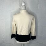 Loft Women's Colorblocked Cream Black Cotton Button Sweater Jacket Blazer Small Photo 1