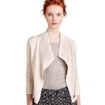 Anthropologie MOTH  Birte Ivory Textured Jersey Knit Zip Up Jacket Sweater Large Photo 4