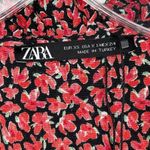 ZARA  Red & Black Floral Button Front Dress Sz XS Photo 3