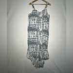 Japna  Tie Dye Wide Leg Boho Romper Gray White Cropped Pockets Women Size L Photo 1