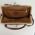 Patricia Nash Rora Frame Satchel Bag Brown Suede Leather Tan Flower Appliqué Photo 8