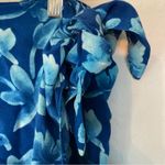 Hillard & Hanson blue floral wrap skirt size large Photo 3