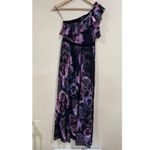 FUZZI dark purple black tulle ruffle one shoulder maxi gown SMALL Photo 1
