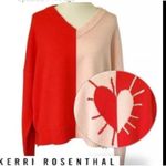 Kerri Rosenthal Red Size Medium Sweater Heart V Neck XO NEW Photo 1