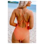 Cupshe  Coral Plunging O-Ring Cutout One Piece Swimsuit NWT Photo 4