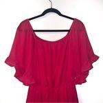 NEW Feditch Pink Barbie Flowy Wide Sleeve Mini Flare Dress Large Photo 3