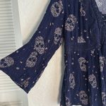 Torrid  Navy Blue Sugar Skull Babydoll Top Crochet Lace Up Halloween Boho Fall 1X Photo 1