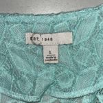 Cato  Size L Blue Geometric Lace Ruched Sleeve Open Front Jacket Cardigan Photo 4