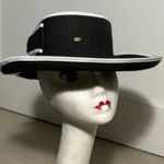 HBY Miami paper straw visor style hat Gorgeous ribbed hat with back bow Black Photo 0