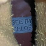 See By Chloe Tall Brown Leather Boots Wool Lined High Heeled Pebbled Size 37.5 Photo 18