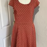 Maeve  Orange Black Geo A-Line Mini Pullover Dress Cap Sleeve Knit M Photo 0