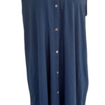 J.Jill Cotton Dark Blue Modal Sleeveless Midi Button Down Shirt Dress L TALL Photo 0