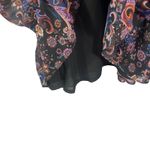 Fate Women's Boho Paisley Mini Dress M Ruffle Long Sleeve Sheer Lined Multicolor Black Size M Photo 5