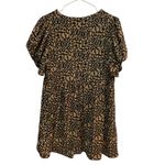 Very J Women's Dress Size L Black Brown Animal Print Short Sleeve Casual Photo 5